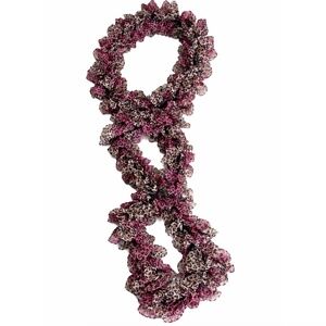 Vintage Ruffled Pink and White Leopard Print Scarf